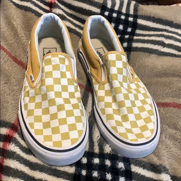 checkered vans yellow